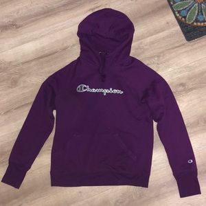 Cowl neck royal purple champion hoodie.